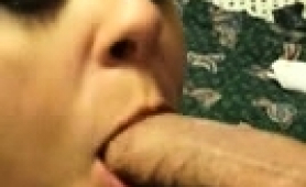 Watch her tender lips work up close while she's sucking dick
